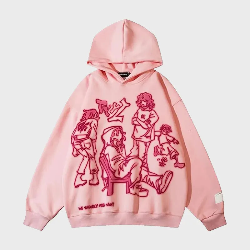 Front View of Oversized  pink pullover hoodie