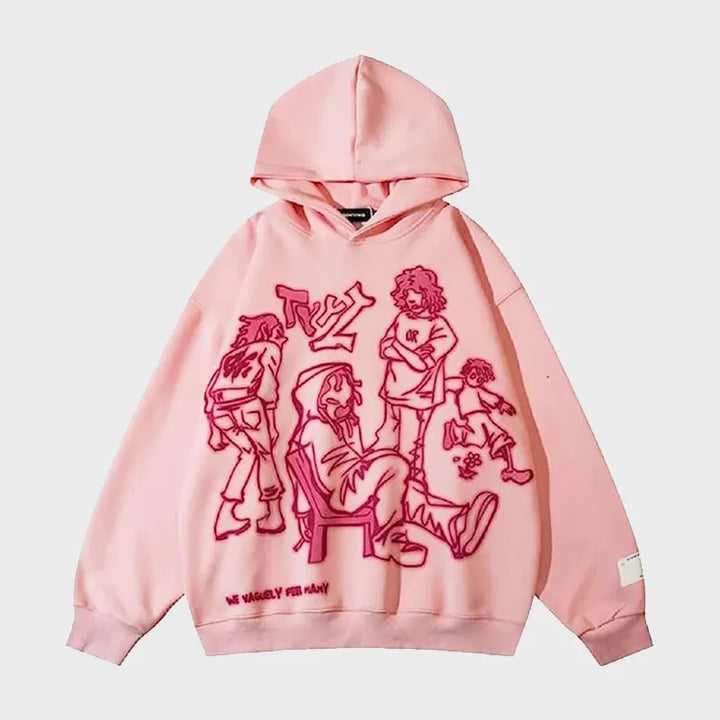 Front View of Oversized  pink pullover hoodie