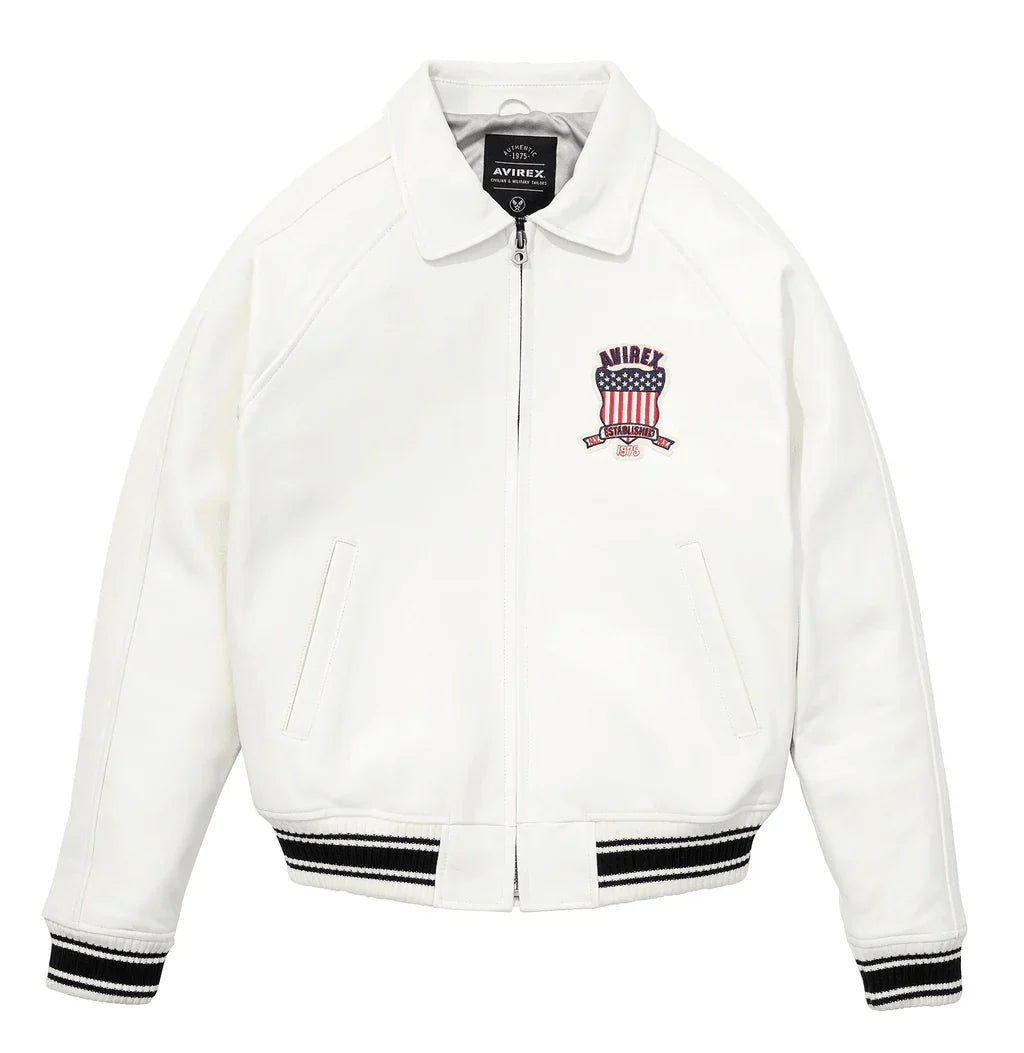 Avirex USA White Leather Jacket