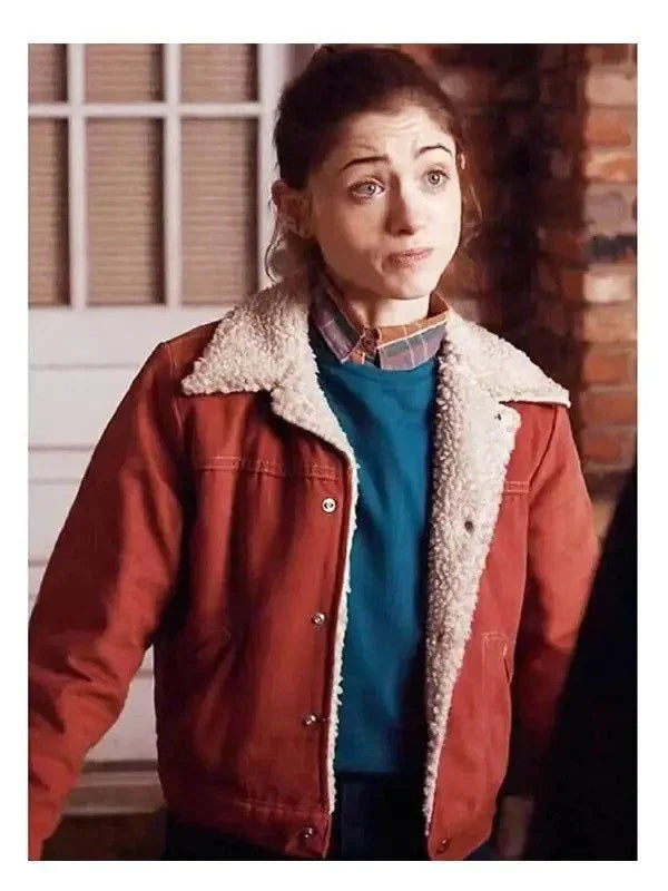 Front View of Nancy Wheeler Stranger Things Red Fur Jacket