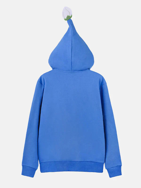 back view of the blue Pikmin zip-up hoodie