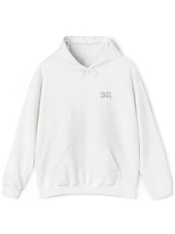 Front view of a Porsche GT3 RS Hoodie White hoodie