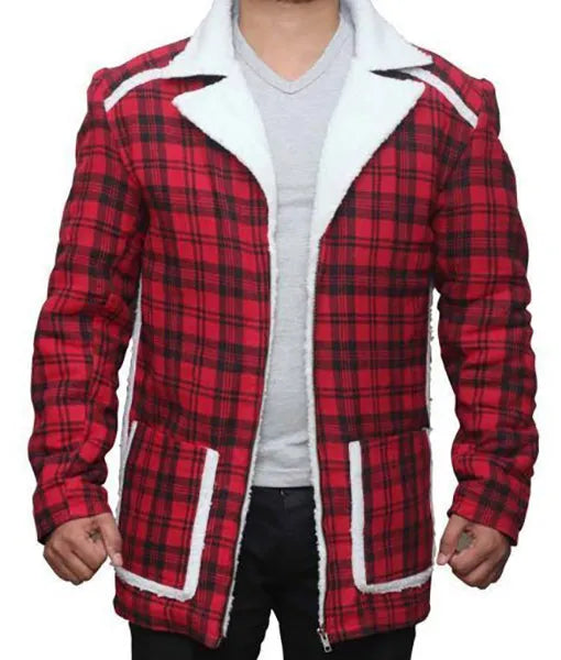 Front View of Ryan Reynolds Deadpool Flannel Jacket