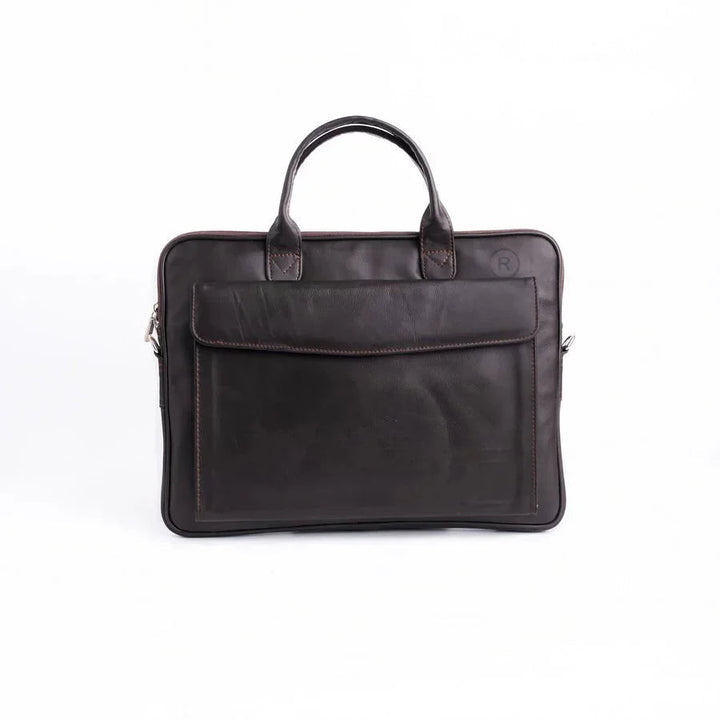 Parker Slim Dark Brown Laptop Leather Bag - Image 3