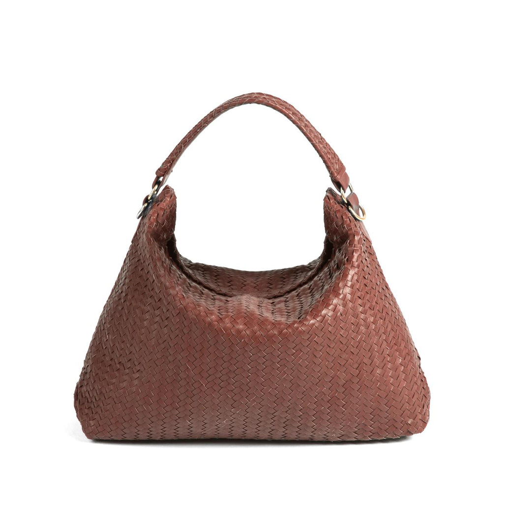 Handmade Woven Original Tan Brown Leather Bag - Image 5