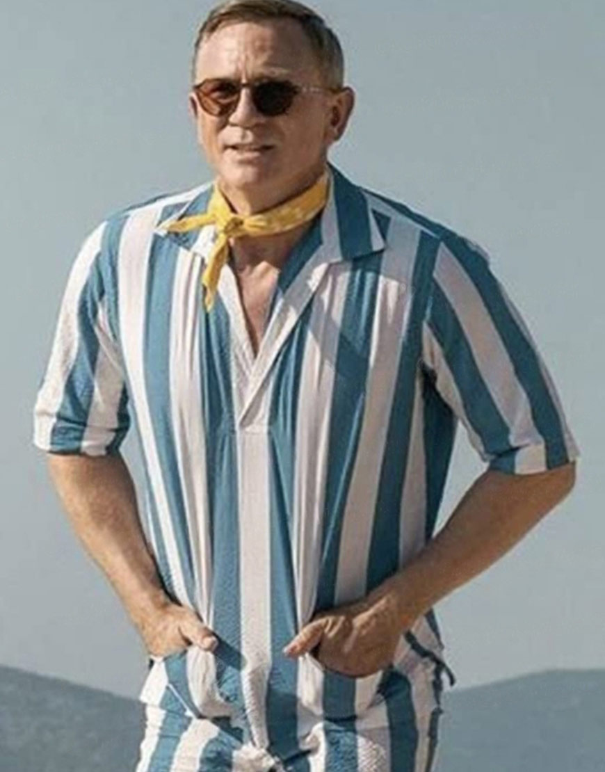 Glass Onion A Knives Out Mystery Daniel Craig Stripe Shirt