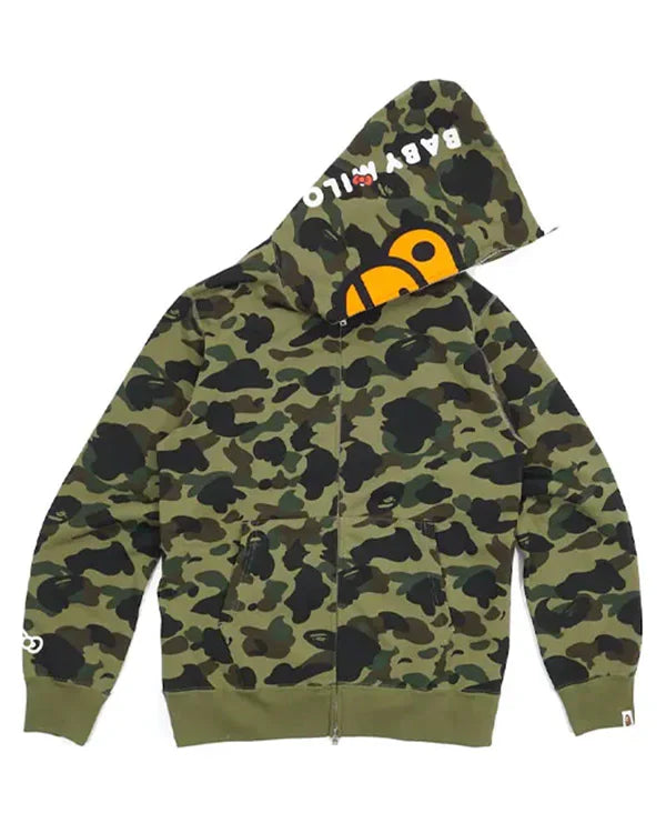 Green camouflage BAPE full zip hoodie