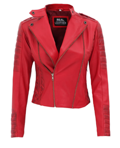 Jannie Red Asymmetrical Padded Leather Jacket