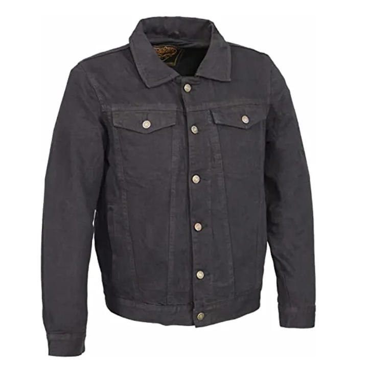Mens Shirt Style Collar Grey Denim Jacket