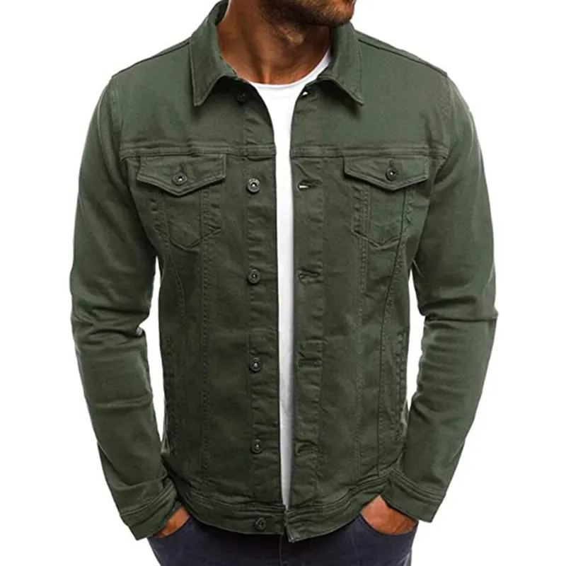 Mens Green Denim Jean Jacket