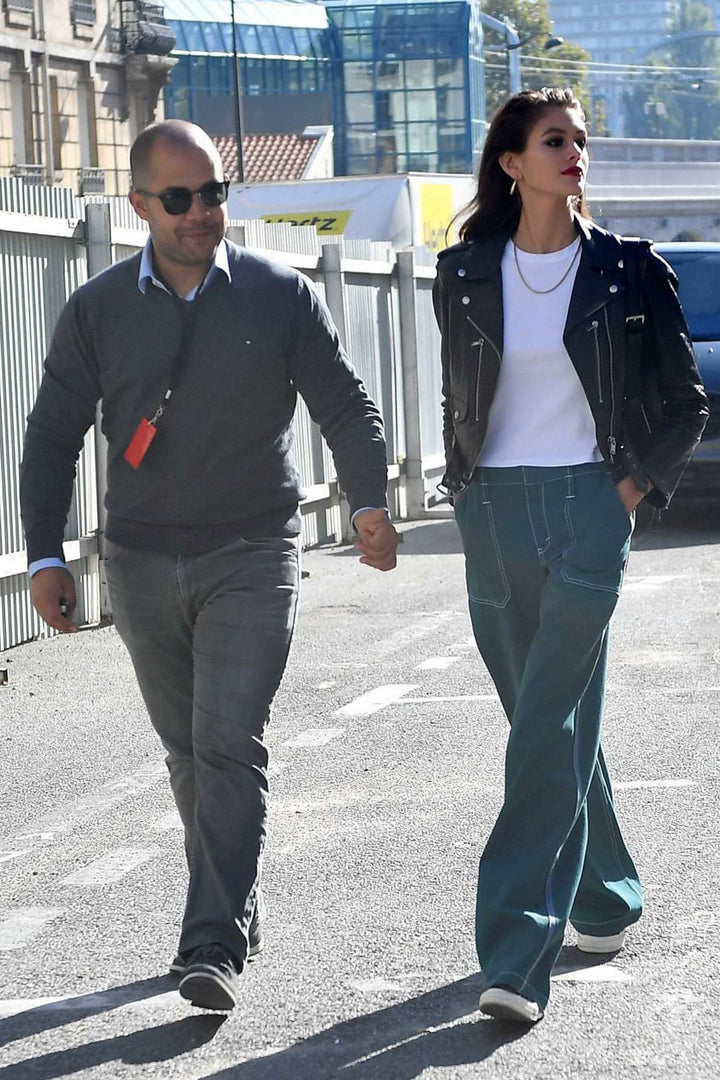 Kaia Gerber Black Leather Jacket