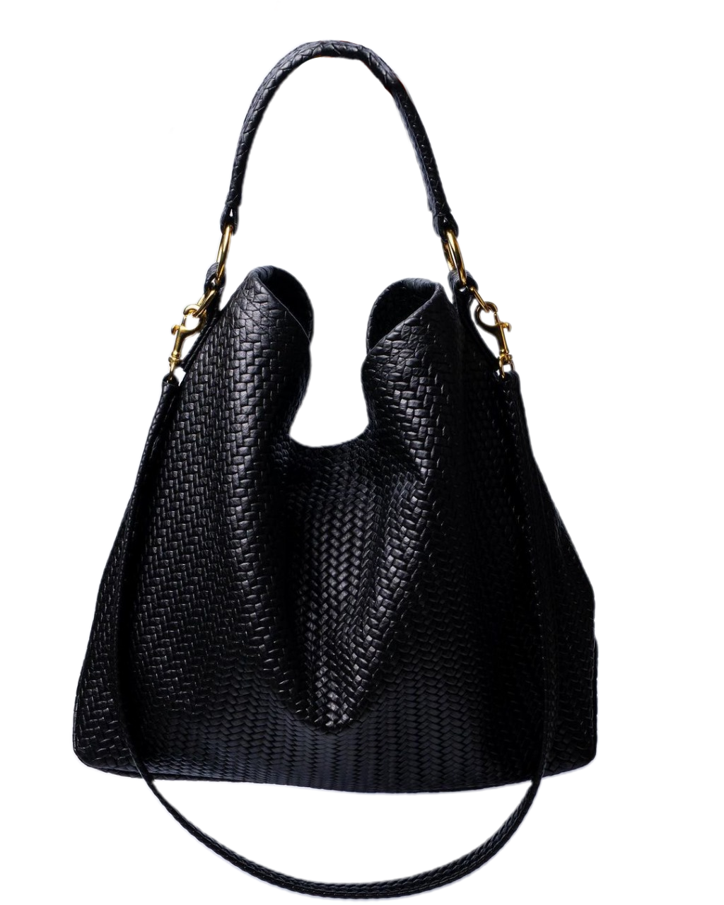 Handmade Woven Original Black Leather Bag - Image 1