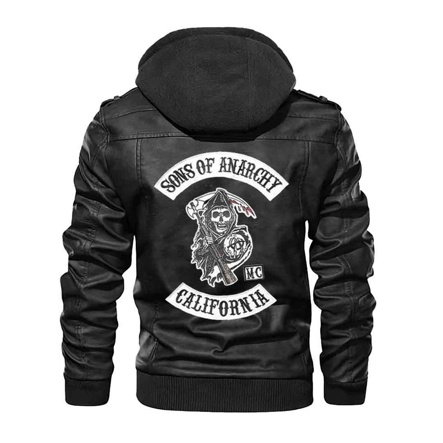 sons of anarchy california jacket​​ with hood nack view 